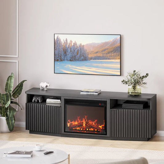 68" TV stand featuring a 23" electric fireplace,TV Stand for TVs up to 78"