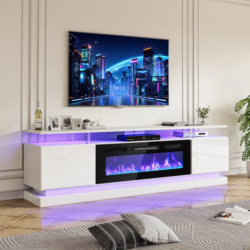 70'' TV Stand with Electric Fireplace and Adjustable Shelves