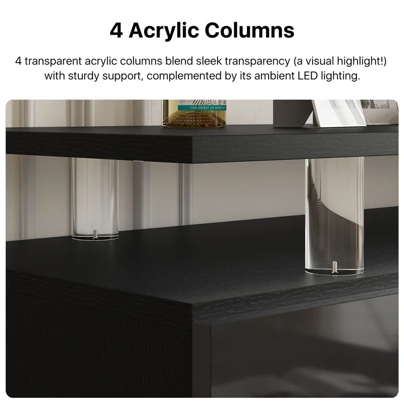 70'' TV Stand with Electric Fireplace and Adjustable Shelves