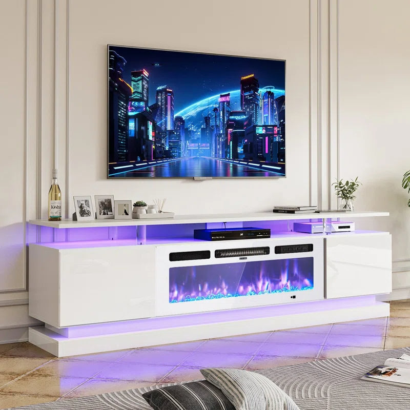 70'' TV Stand with Electric Fireplace and Adjustable Shelves