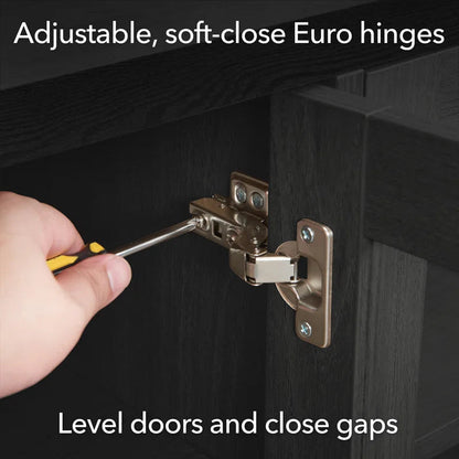 Black 70'' rectangular TV stand with a 26'' crystal fireplace, suitable for TVs up to 78 inches.